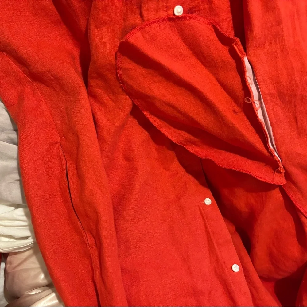 Banana Republic Alexi Linen Shirt Dress size 4 tomatoes red - Picture 6 of 9